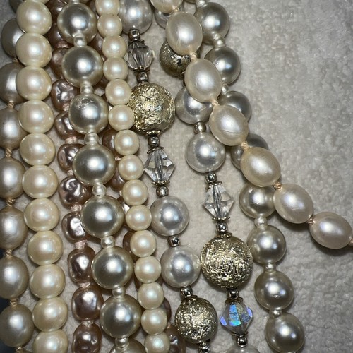 Vintage Faux Pearl Necklace 30” And Longer Long Lot Of 6 Classic Quality Mix - Picture 6 of 21