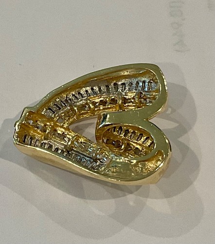 ESTATE 14KT YG CALIBER BRILLIANT/BAGUETTE PENDANT SLIDE AUTHENTICATED 7.3.5 GRAM - Picture 9 of 20