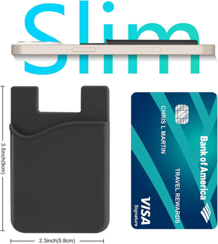 Universal Adhesive Silicone Credit Card Holder Cell Phone Pocket Stick on Wallet - Picture 3 of 40