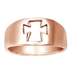 Authentic Reiligous Iron Cross Faith Emblem 14K Rose Gold Plated Sterlg Silver Men's Rg