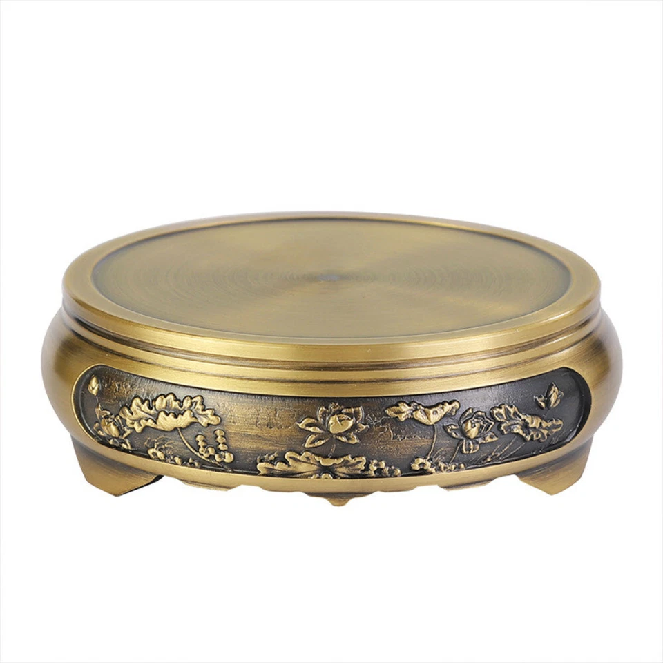 Soporte de exhibición de latón cobre pedestal talla base redonda jarrón maceta estatua retro divertido Foto 4 de 4