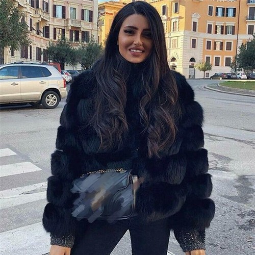 2025 Women's Real Natural Whole Skin Fox Fur Coat Warm Outerwear Jacket Overcoat - Picture 5 of 26