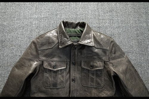 Retro Japanischer Stil Mantel Herren Echtleder Slim Fit Motorrad Biker Jacke - Bild 16 von 26