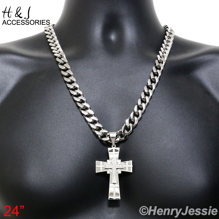 韓国発【Hei】cubic cross necklace / 追跡送 New Cross-border Cross Korean Version Inlaid Zircon Pendant
