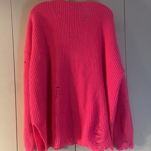 Forever 21 Women's Pink Distressed Ripped Knit Oversize Pullover Sweater Size M - Bild 6 von 10