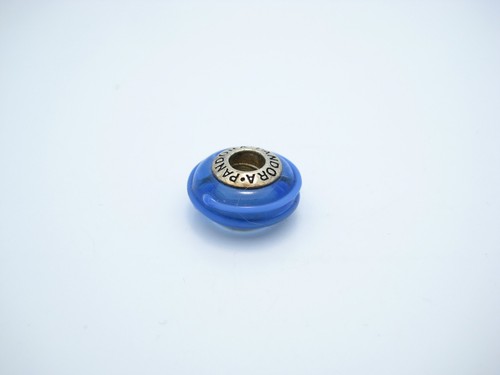 Pandora Sterling 925 ALE Silber Blau Murano Glas Wirbel Charm