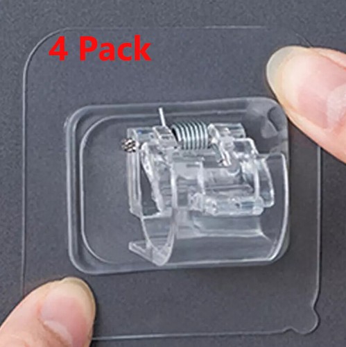 4/8pcs Adjustable Nail Free Curtain Rod Clip Brackets Self Adhesive Holder Hooks - Picture 13 of 14