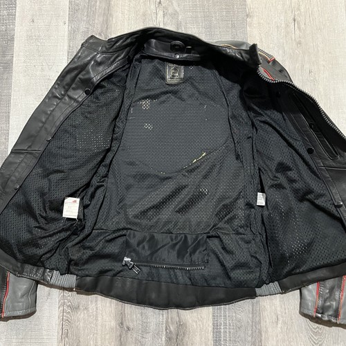VTG Hein Gericke Harley Davidson RARE Black/Grey Leather Motorcycle Jacket Sz 44 - Picture 6 of 8