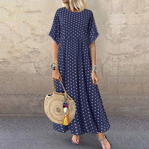 Übergröße Damen Sommerkleid Kurzarm Strand Freizeit Lang Maxikleid XL-5XL. - Bild 11 von 16