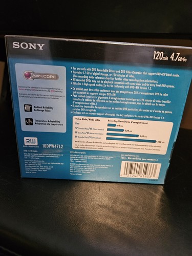 Sony DVD+RW 120 Minute 4.7 GB 10 Pack Cases New, Sealed - Picture 2 of 2