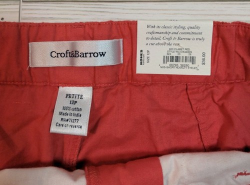 Croft & Barrow Women's Mid-rise Shorts Size 12 P pink 5-in seam stretch waist - Picture 3 of 5