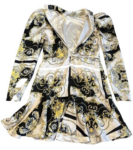 Bardot High Neck Scarf Print Floppy Hem Chain Pattern Size S - Picture 3 of 9