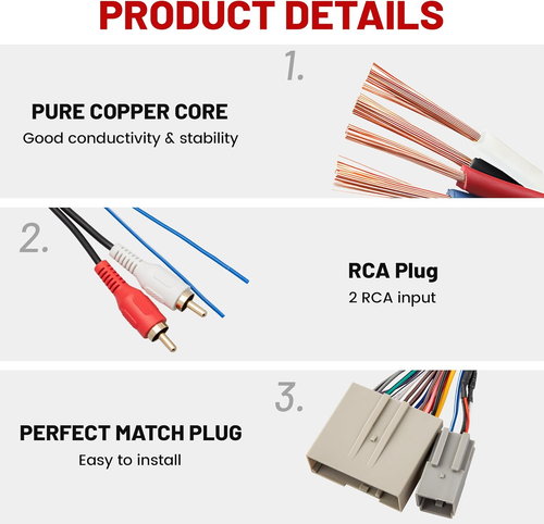 Radio Wiring w/Antenna Adapter RCA Input for Ford, Lincoln, Mercury, Hyundai... - Picture 6 of 6