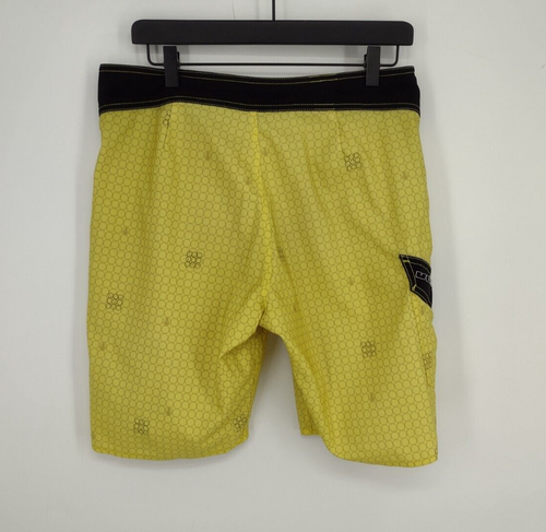 Volcom Bumble Bee Honeycomb Geometric Yellow Surf Skate Board Shorts Mens 32 - Picture 4 of 8