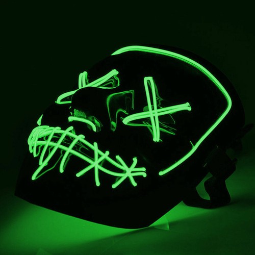 V for Vendetta Guy Fawkes LED Light Up 3 Mode Costume Cosplay Mask GREEN - Picture 2 of 6