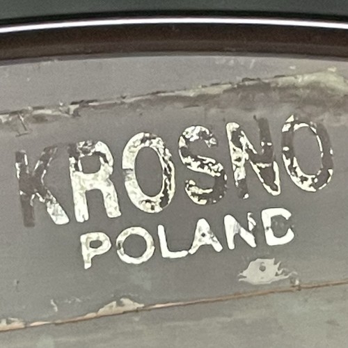 KROSNO Glassworks Tri-Color Pedestal Compote Bowl/Candy Dish Made in Poland  7"t - Picture 2 of 9