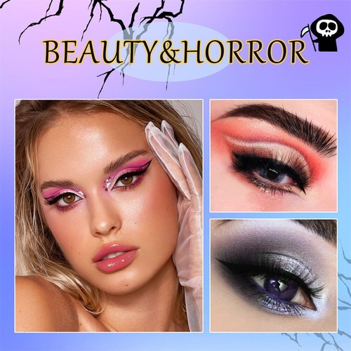 Red Goth Eyeshadow Palette 9 Colors Halloween Glitters Makeup Clown Vampire SFX - Picture 6 of 23