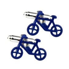 BICYCLE CUFFLINKS Blue Enamel Bike Riding Cyclist Cycling Sport New w Gift Bag