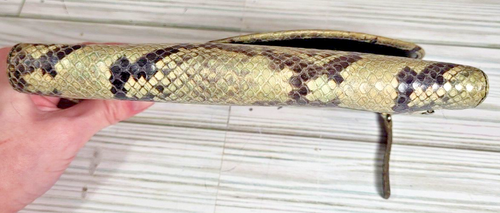 Cartera Brahmin Vintage Doble Plegable Cuero Serpiente Repujado Hecha en EE. UU. - Imagen 6 de 16