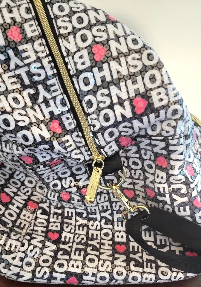 Betsey Johnson Weekender Duffle Bag Luggage Luv Black White Pink Logo Print - Image 4 of 4