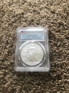 $1 American Silver Eagle PCGS MS69 Emergency Production FDOI Trump 45th P 2020