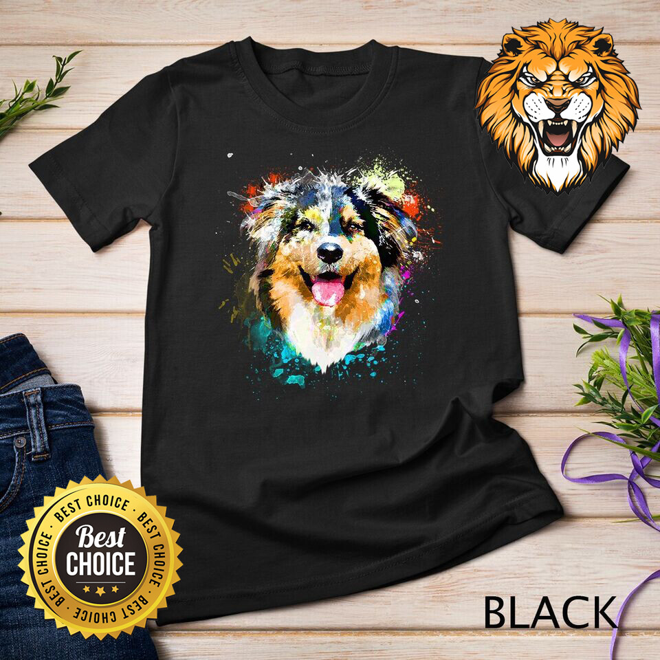 Splash Art Australian Shepherd Aussie Dog T-shirt A2514