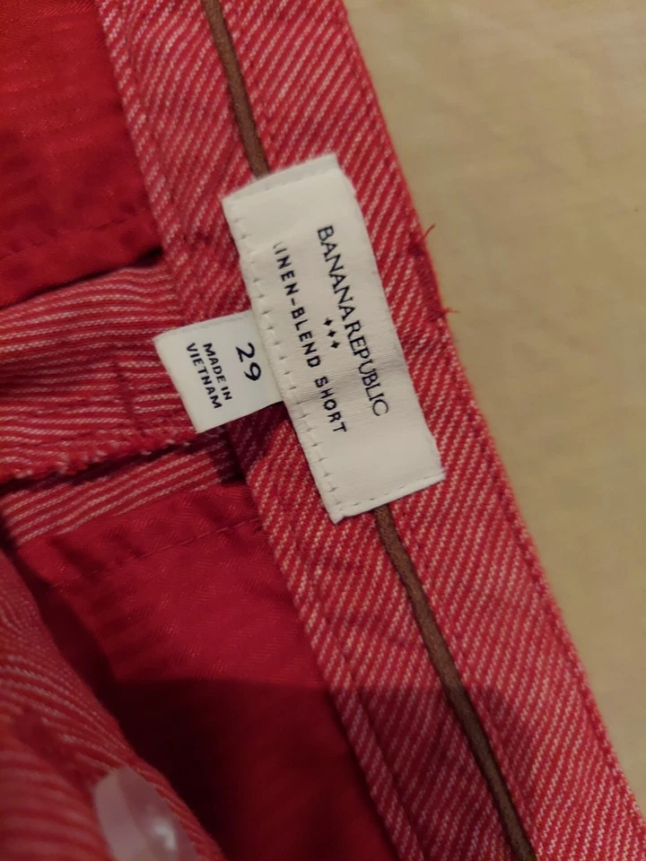 Pantalones Cortos Hombre Banana Republic Lino 29 Rojo Algodón Chino 30 Foto 4 de 4