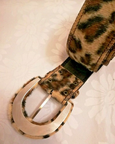 Damen-Gürtel, Animal Print Leopard, Kunst Leder und Kunstfell, Fell-Imitat,breit - Picture 11 of 11