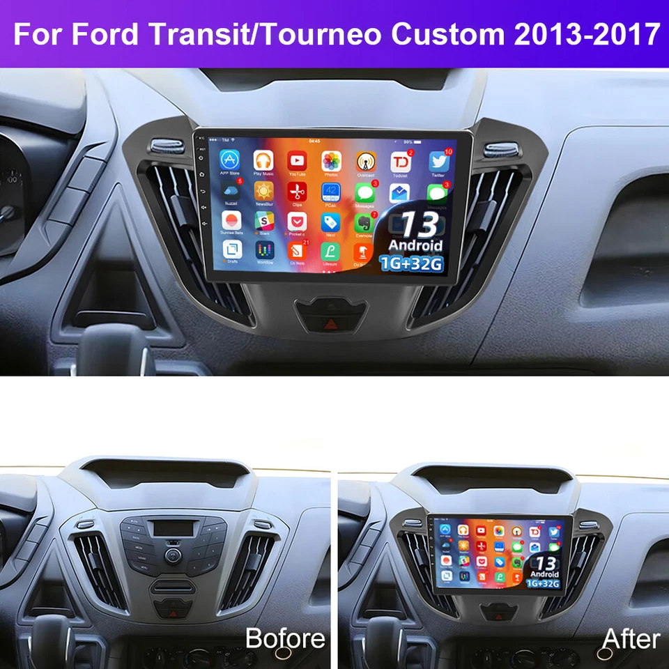 4+64G 9" Android 15 Autoradio Für Ford Transit Tourneo Custom 2013-2018 GPS NAVI - Bild 4 von 4