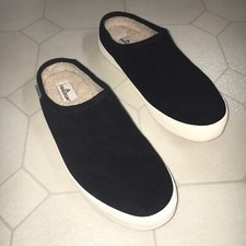 STAHEEKUM Women's Size 8 Suede Plush Lining Cami Mule Slipper Indoor Outdoor Blk