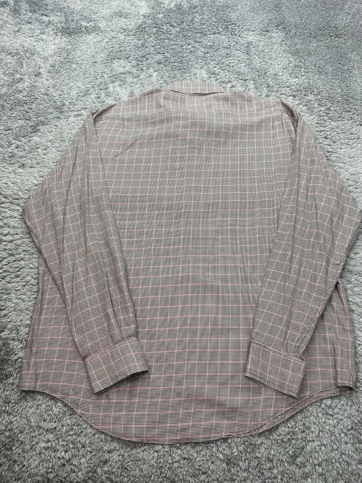 Camisa Michael Kors Para Hombre XL Gris Rosa Pata de Gallo Cuadros Abotonada Oxford De Colección Foto 2 de 4
