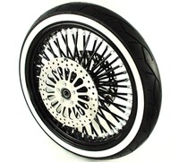 Black 21 3.5 52 Fat Spoke Mammoth Front Wheel Tire Package 08-17 Harley Touring Black 21 3.5 52 Fat Spoke Mammoth Front Wheel Tire Package 08-17 Harley Touring