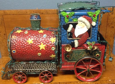 Illuminated 3 Piece Painted Metal Lighted Train Set Ebay