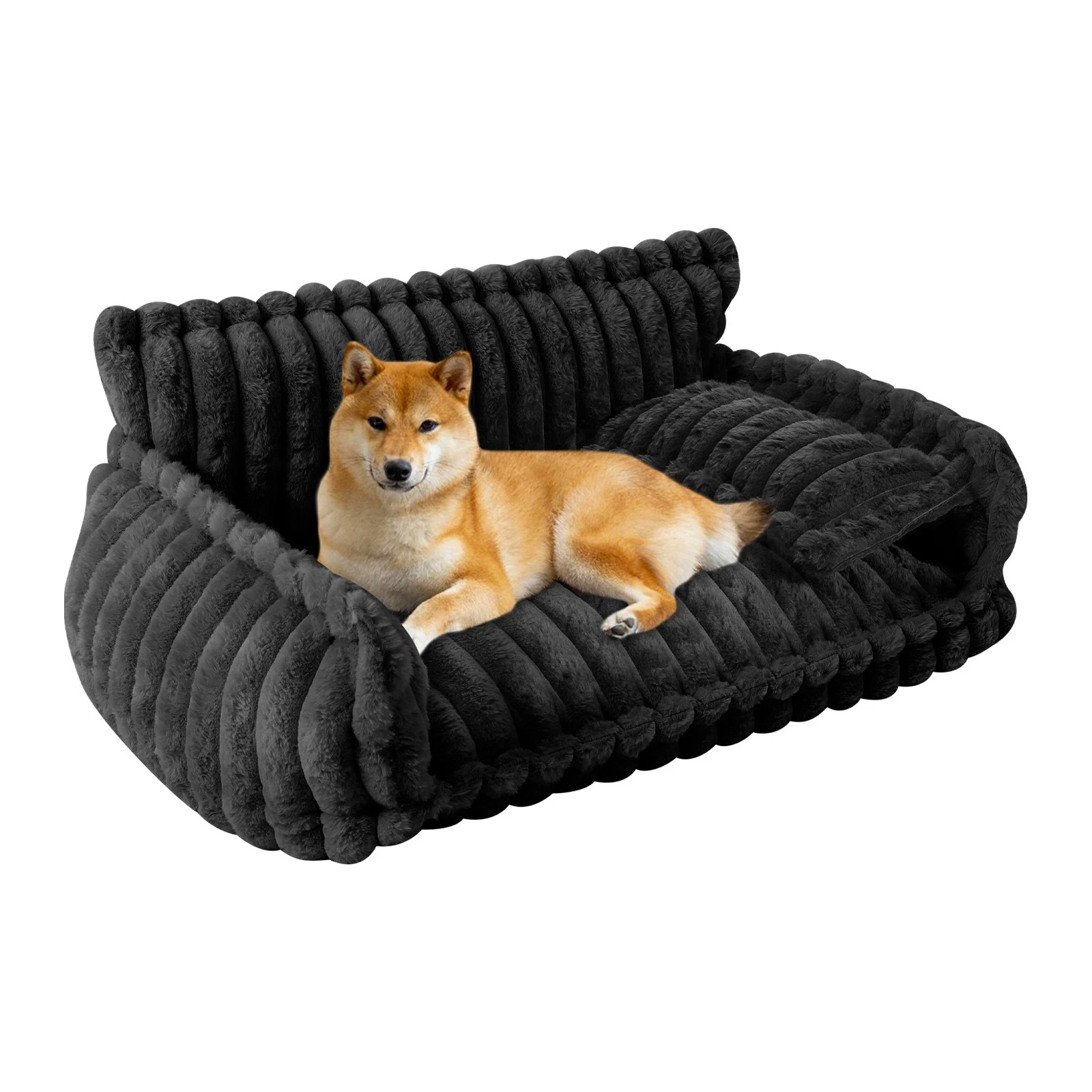 Pet Couch With Removable Washable Cover Soft Couch For Pets L Size Dark Grey