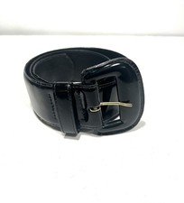 Black Patent Leather Women's Belt Patent over Glove Leather Size S 2-1/2' wide