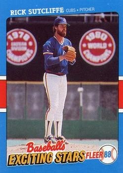 Rick Sutcliffe 1988 Fleer Baseball's Exciting Stars 40 Chicago Cubs Card - Picture 1 of 2