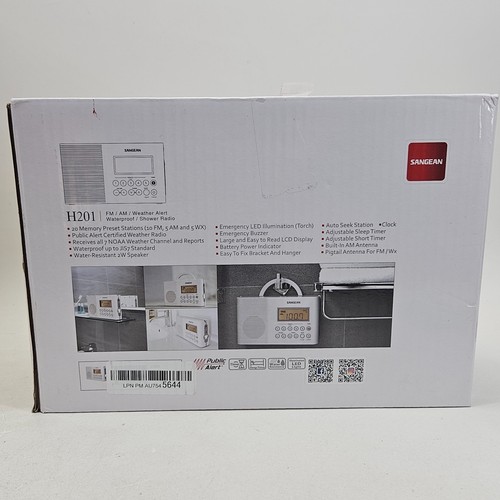 H201 Shower Radio AM/FM Waterproof Weather Alert Radio White - Picture 9 of 11