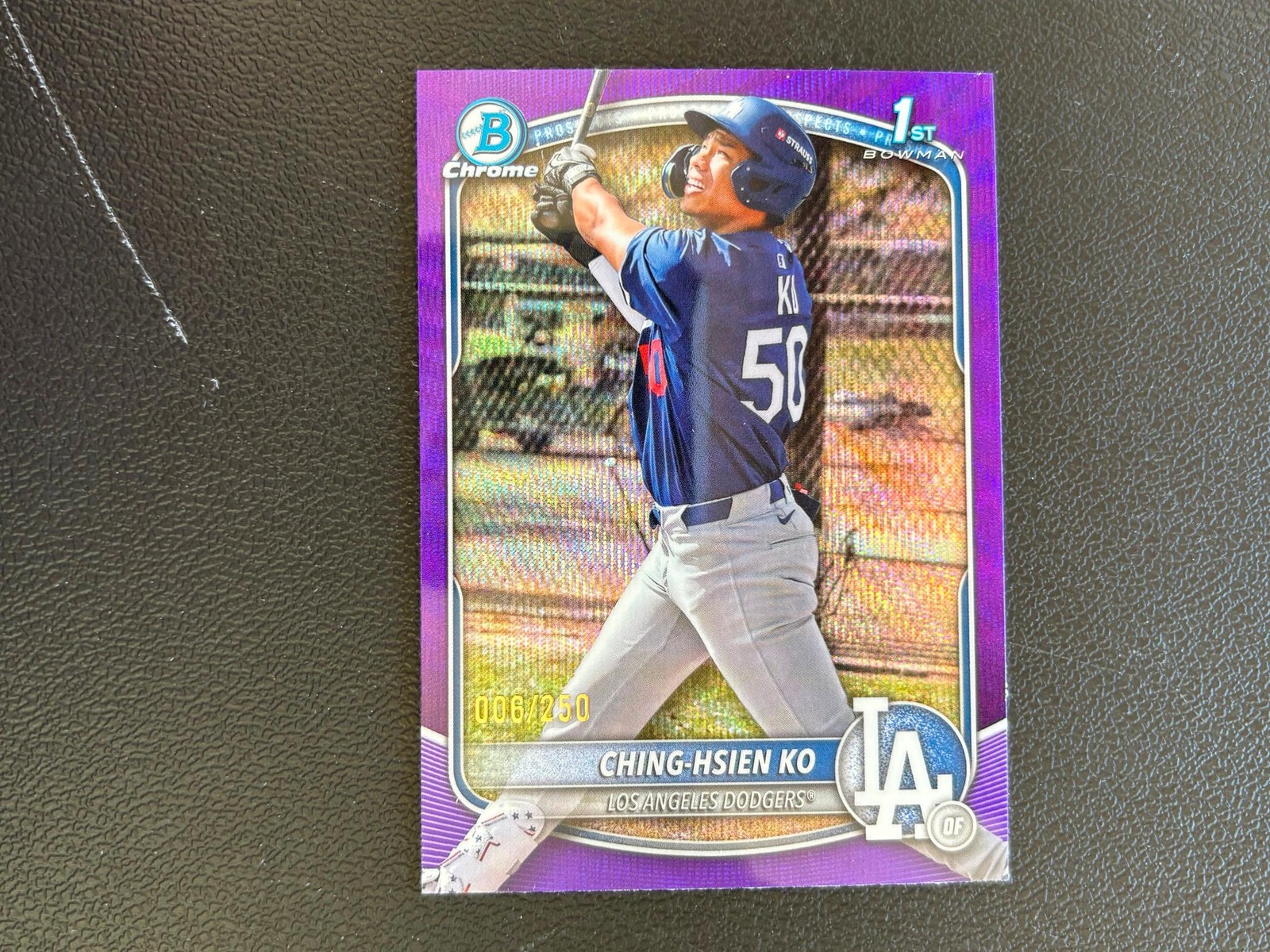 Ching-Hsien Ko 2025 Bowman Chrome 1st Purple Wave RC LA Dodgers 6/250 E5