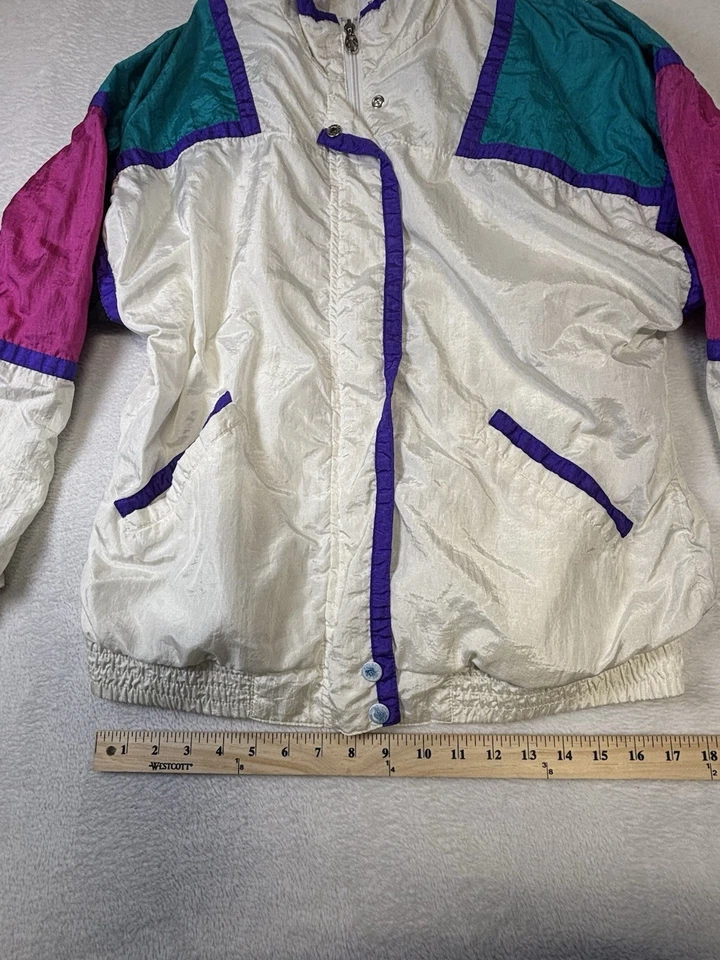 Chaqueta cortavientos vintage Lavon by Cheerful Corp para mujer pequeña bloques de color Y2K Foto 4 de 4