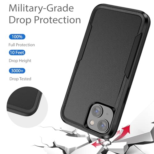 Compatible with iPhone 15 Case, Heavy Duty Protection for iPhone 15 Black - Picture 5 of 8