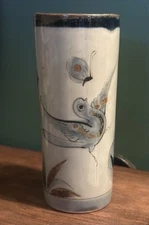 Ken Edwards Vase Mexico El Palomar Tonala Pottery Folk Art Bird Butterfly 5.5”