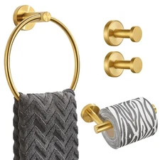 Bathroom Hardware Set, SUS304 Stainless Steel Towel Bar Set, 4-Piece Fixture ...