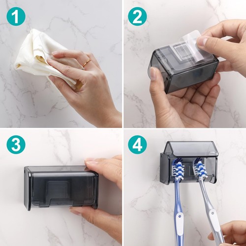 Toothbrush Holders Wall Mounted with Cover Electric Tooth Brushing Holder for B - Picture 6 of 7