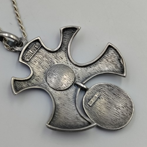 UnoAErre Italy Sterling Silver 925 Enamel Abstract Modernist Pendant Necklace - Picture 8 of 16