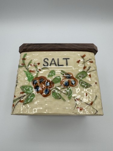 Vtg Hotta Yu Shoten Japan Basketweave Majolica Salt Box Container Cottage Core - Picture 4 of 12