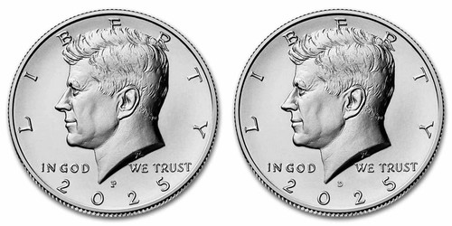 2025 P&D Kennedy Half Dollar Uncirculated (Set Of 2 Coins) - FREE SHIPPING