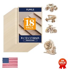 Basswood Sheets 18 Pack 8x12 Inch 1/16 Thick Unfinished Wood for Laser Cutting