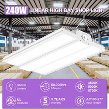 240W LED Linear High Bay Shop Light 4500/5000/5700K for Warehouse Garage Factory