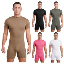 Mens Jumpsuit Adult Nightwear Outfit Bodysuit Rompers Leotard Gym One Piece Gym