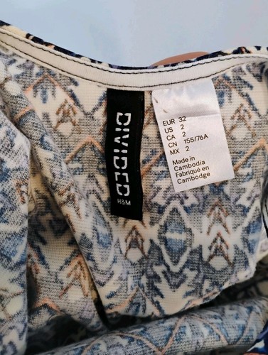 H&M Divided Skaterkleid blau orange weiß Azteken U-Ausschnitt ausgestellt Größe 2 - Bild 4 von 4